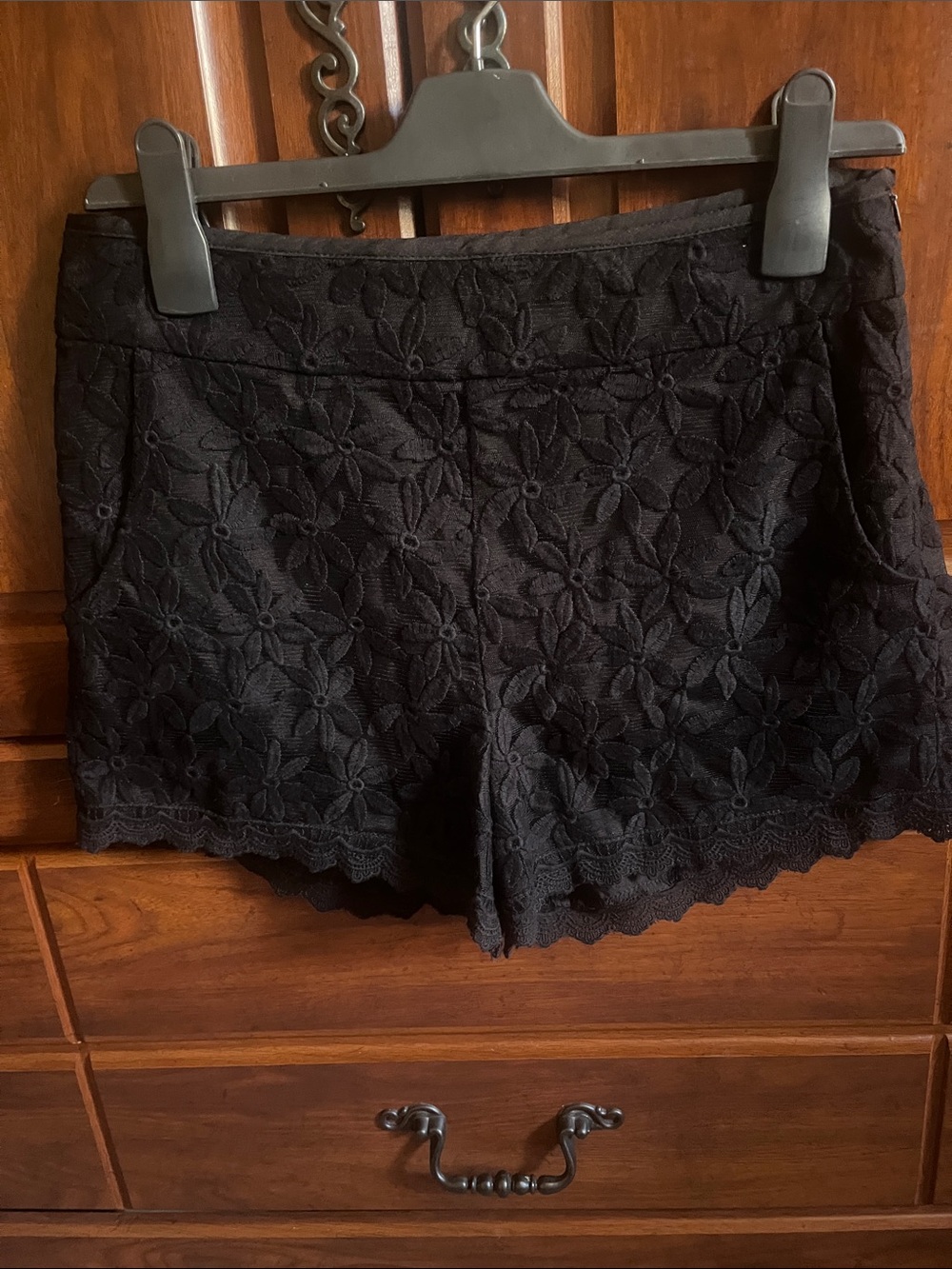 Monteau Black Floral Lace Skort Shorts